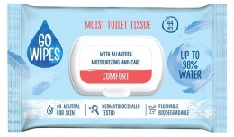 Toalettpapír, nedves, visszazárható tetővel, 44 db, GO WIPES "Comfort"
